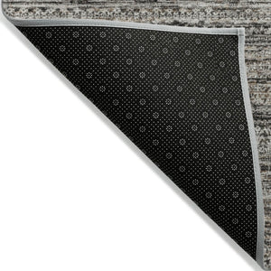 HomeRoots 5' Stylish Taupe and Ivory Striped Washable Area Rug for Indoor and Outdoor Spaces - Easy Care! 8' Round 627793