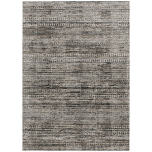 HomeRoots 5' Stylish Taupe and Ivory Striped Washable Area Rug for Indoor and Outdoor Spaces - Easy Care! 8' X 10' 627794