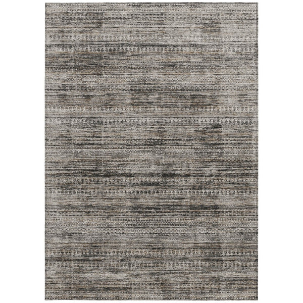 HomeRoots 5' Stylish Taupe and Ivory Striped Washable Area Rug for Indoor and Outdoor Spaces - Easy Care! 8' X 10' 627794