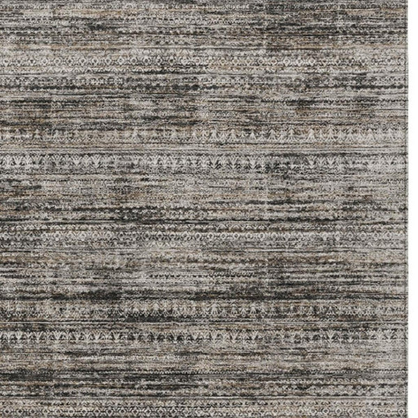 HomeRoots 5' Stylish Taupe and Ivory Striped Washable Area Rug for Indoor and Outdoor Spaces - Easy Care! 8' X 10' 627794