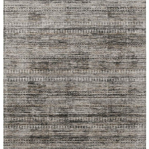 HomeRoots 5' Stylish Taupe and Ivory Striped Washable Area Rug for Indoor and Outdoor Spaces - Easy Care! 9' X 12' 627795