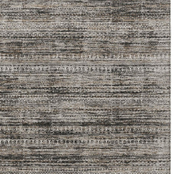 HomeRoots 5' Stylish Taupe and Ivory Striped Washable Area Rug for Indoor and Outdoor Spaces - Easy Care! 10' X 14' 627796