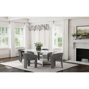 English Elm Cedral Grey Boucle Dining Arm Chair Set of 2 — Modern 3-Legged Upholstered Seats, Rounded Back Comfort, Stylish Contemporary Design B062P299826