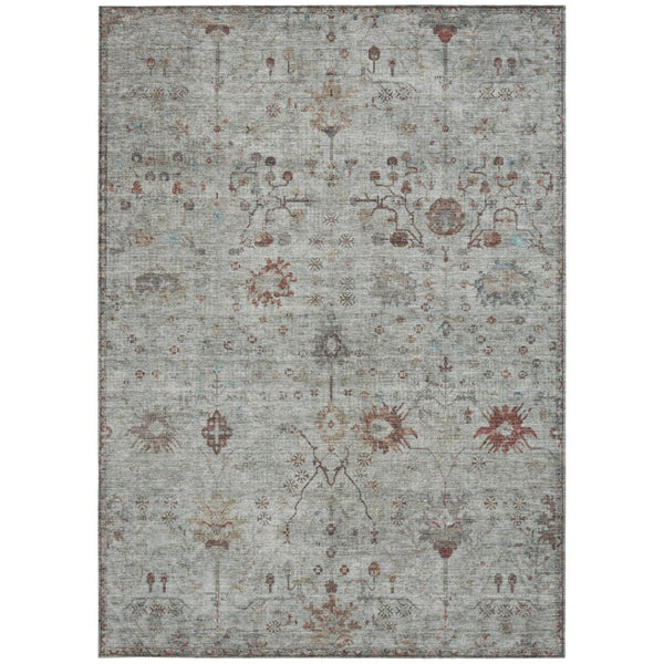 HomeRoots 5' Gray and Copper Floral Area Rug - Stylish, Washable Design for Indoor and Outdoor Spaces 5' X 8' 627804