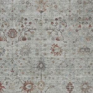 HomeRoots 5' Gray and Copper Floral Area Rug - Stylish, Washable Design for Indoor and Outdoor Spaces 5' X 8' 627804