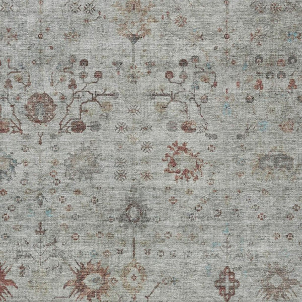HomeRoots 5' Gray and Copper Floral Area Rug - Stylish, Washable Design for Indoor and Outdoor Spaces 5' X 8' 627804