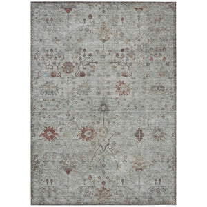 HomeRoots 5' Gray and Copper Floral Area Rug - Stylish, Washable Design for Indoor and Outdoor Spaces 5' X 8' 627804