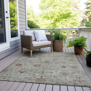 HomeRoots 5' Gray and Copper Floral Area Rug - Stylish, Washable Design for Indoor and Outdoor Spaces 5' X 8' 627804