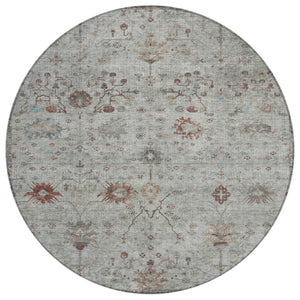 HomeRoots 5' Gray and Copper Floral Area Rug - Stylish, Washable Design for Indoor and Outdoor Spaces 8' Round 627805