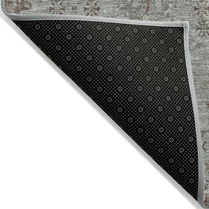 HomeRoots 5' Gray and Copper Floral Area Rug - Stylish, Washable Design for Indoor and Outdoor Spaces 8' Round 627805