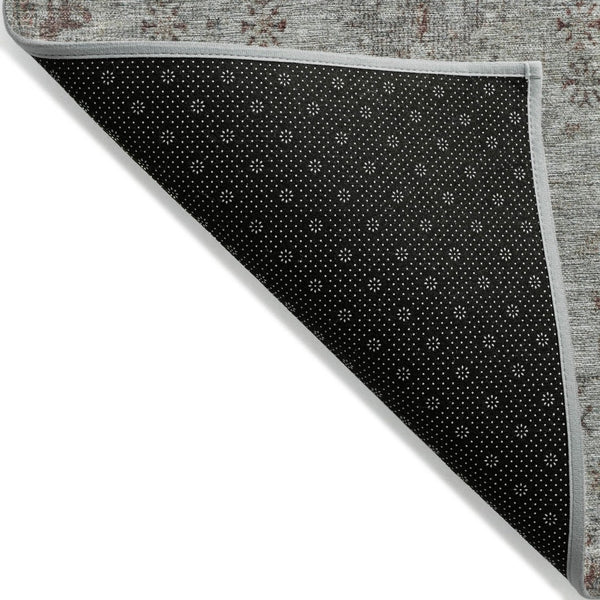HomeRoots 5' Gray and Copper Floral Area Rug - Stylish, Washable Design for Indoor and Outdoor Spaces 8' Round 627805