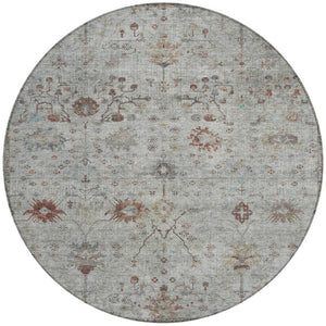 HomeRoots 5' Gray and Copper Floral Area Rug - Stylish, Washable Design for Indoor and Outdoor Spaces 8' Round 627805