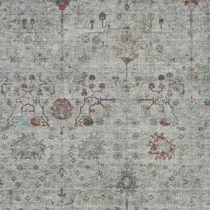 HomeRoots 5' Gray and Copper Floral Area Rug - Stylish, Washable Design for Indoor and Outdoor Spaces 8' X 10' 627806