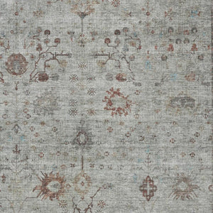 HomeRoots 5' Gray and Copper Floral Area Rug - Stylish, Washable Design for Indoor and Outdoor Spaces 9' X 12' 627807