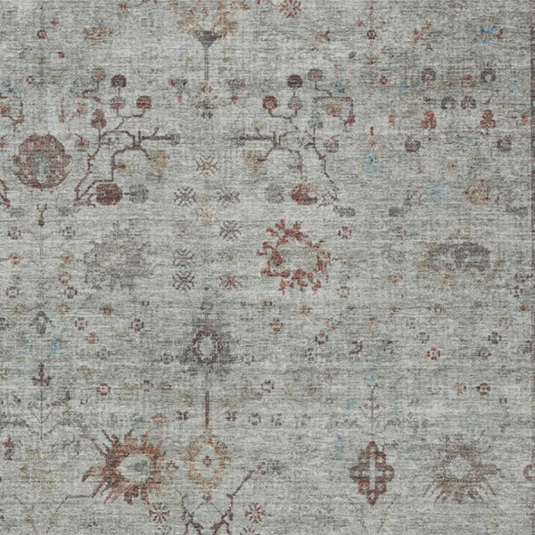 HomeRoots 5' Gray and Copper Floral Area Rug - Stylish, Washable Design for Indoor and Outdoor Spaces 9' X 12' 627807