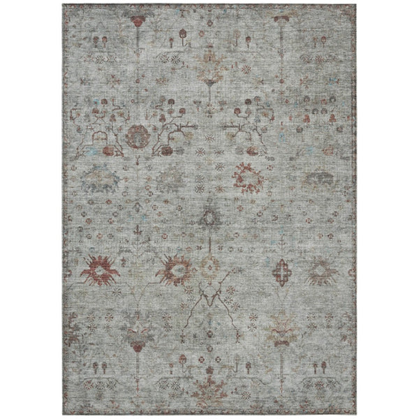 HomeRoots 5' Gray and Copper Floral Area Rug - Stylish, Washable Design for Indoor and Outdoor Spaces 10' X 14' 627808