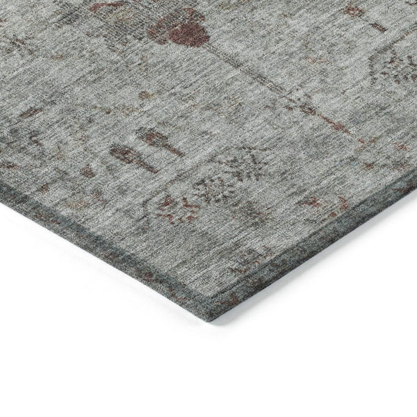 HomeRoots 5' Gray and Copper Floral Area Rug - Stylish, Washable Design for Indoor and Outdoor Spaces 10' X 14' 627808