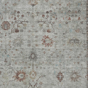 HomeRoots 5' Gray and Copper Floral Area Rug - Stylish, Washable Design for Indoor and Outdoor Spaces 10' X 14' 627808
