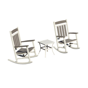 English Elm Outdoor HDPE Rocking Chairs Set of 3 – Weatherproof Oversized Patio Rockers, Ergonomic 380lb Support, Fade‑Resistant Elegance Grey+White W1859P360050