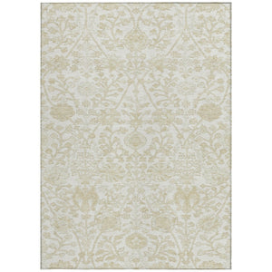 HomeRoots 5' Elegant Ivory and Beige Floral Area Rug - Stylish Washable Design for Indoor and Outdoor Spaces 5' X 8' 627816