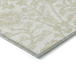 HomeRoots 5' Elegant Ivory and Beige Floral Area Rug - Stylish Washable Design for Indoor and Outdoor Spaces 8' Round 627817