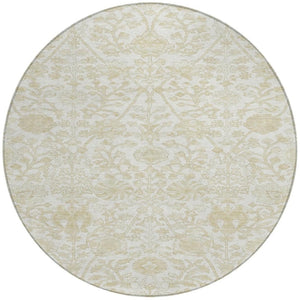 HomeRoots 5' Elegant Ivory and Beige Floral Area Rug - Stylish Washable Design for Indoor and Outdoor Spaces 8' Round 627817