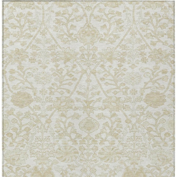 HomeRoots 5' Elegant Ivory and Beige Floral Area Rug - Stylish Washable Design for Indoor and Outdoor Spaces 8' X 10' 627818