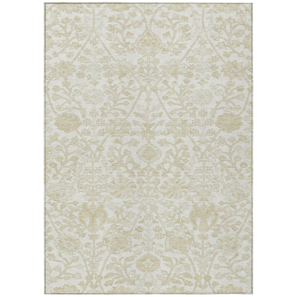 HomeRoots 5' Elegant Ivory and Beige Floral Area Rug - Stylish Washable Design for Indoor and Outdoor Spaces 8' X 10' 627818