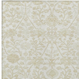 HomeRoots 5' Elegant Ivory and Beige Floral Area Rug - Stylish Washable Design for Indoor and Outdoor Spaces 9' X 12' 627819