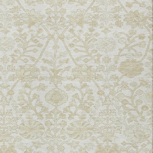 HomeRoots 5' Elegant Ivory and Beige Floral Area Rug - Stylish Washable Design for Indoor and Outdoor Spaces 10' X 14' 627820