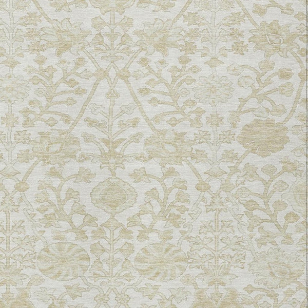 HomeRoots 5' Elegant Ivory and Beige Floral Area Rug - Stylish Washable Design for Indoor and Outdoor Spaces 10' X 14' 627820