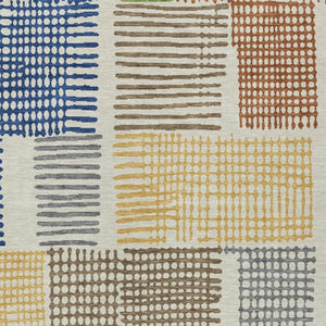 HomeRoots 5' Stylish Beige Gold and Blue Geometric Area Rug for Indoor and Outdoor Decor – Machine Washable! 5' X 8' 627852