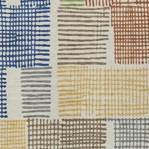 HomeRoots 5' Stylish Beige Gold and Blue Geometric Area Rug for Indoor and Outdoor Decor – Machine Washable! 9' X 12' 627855
