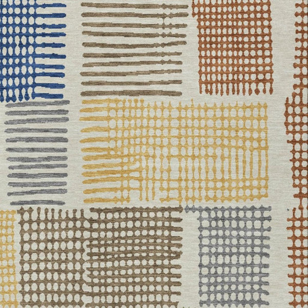 HomeRoots 5' Stylish Beige Gold and Blue Geometric Area Rug for Indoor and Outdoor Decor – Machine Washable! 10' X 14' 627856