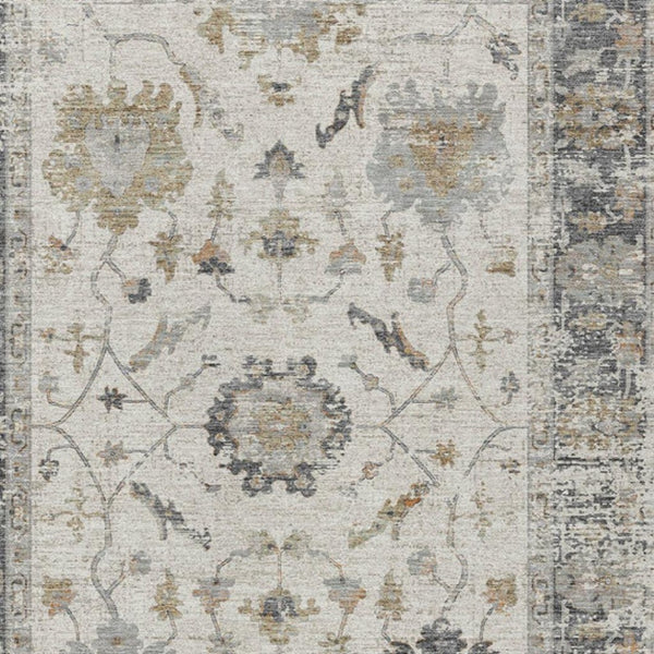 HomeRoots 5' Ivory and Gray Floral Area Rug - Durable, Washable Design for Indoor and Outdoor Elegance 5' X 8' 627870