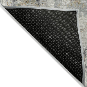 HomeRoots 5' Ivory and Gray Floral Area Rug - Durable, Washable Design for Indoor and Outdoor Elegance 8' Round 627871