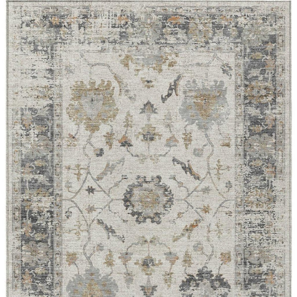HomeRoots 5' Ivory and Gray Floral Area Rug - Durable, Washable Design for Indoor and Outdoor Elegance 8' X 10' 627872