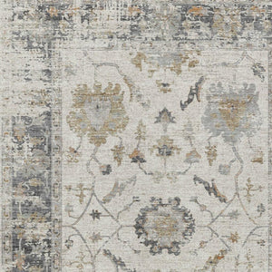 HomeRoots 5' Ivory and Gray Floral Area Rug - Durable, Washable Design for Indoor and Outdoor Elegance 9' X 12' 627873
