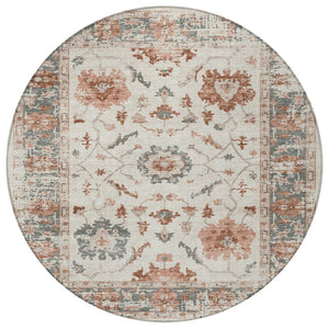 HomeRoots 5' Elegant Floral Washable Indoor Outdoor Area Rug - Durable, Stylish, Stain-Resistant Design! 8' Round 627877