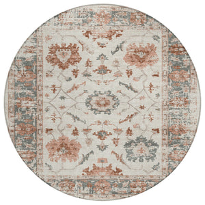 HomeRoots 5' Elegant Floral Washable Indoor Outdoor Area Rug - Durable, Stylish, Stain-Resistant Design! 8' Round 627877