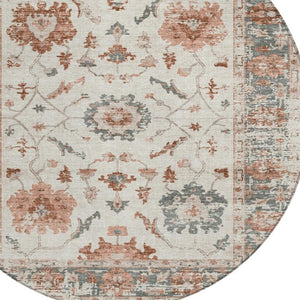 HomeRoots 5' Elegant Floral Washable Indoor Outdoor Area Rug - Durable, Stylish, Stain-Resistant Design! 8' Round 627877