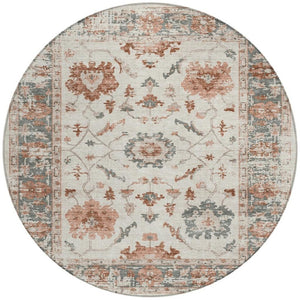 HomeRoots 5' Elegant Floral Washable Indoor Outdoor Area Rug - Durable, Stylish, Stain-Resistant Design! 8' Round 627877