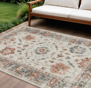 HomeRoots 5' Elegant Floral Washable Indoor Outdoor Area Rug - Durable, Stylish, Stain-Resistant Design! 9' X 12' 627879