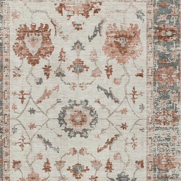 HomeRoots 5' Elegant Floral Washable Indoor Outdoor Area Rug - Durable, Stylish, Stain-Resistant Design! 9' X 12' 627879