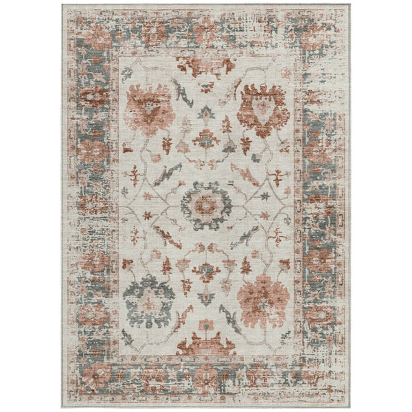 HomeRoots 5' Elegant Floral Washable Indoor Outdoor Area Rug - Durable, Stylish, Stain-Resistant Design! 9' X 12' 627879