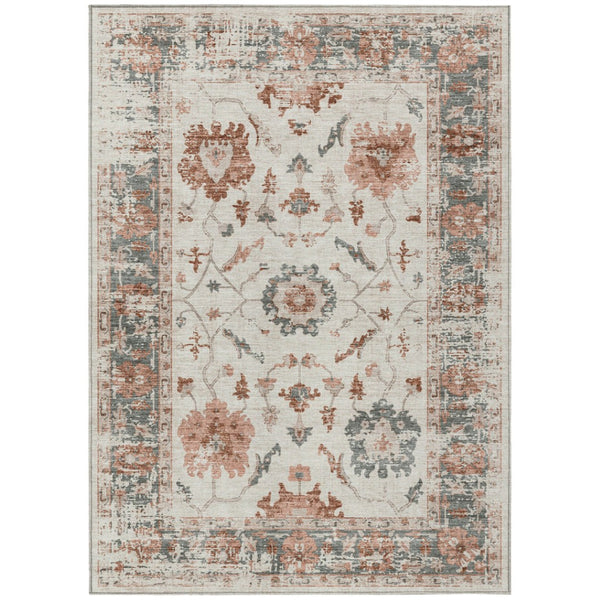HomeRoots 5' Elegant Floral Washable Indoor Outdoor Area Rug - Durable, Stylish, Stain-Resistant Design! 9' X 12' 627879