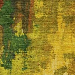 HomeRoots 5' Indoor Outdoor Green and Gold Abstract Area Rug – Durable, Washable, Modern Design for Versatile Spaces 10' X 14' 627910