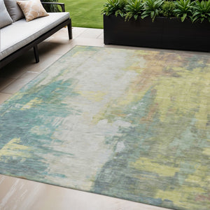 HomeRoots 5' Pale Aqua and Ivory Abstract Area Rug – Stylish, Washable Design for Indoor and Outdoor Spaces 5' X 8' 627912