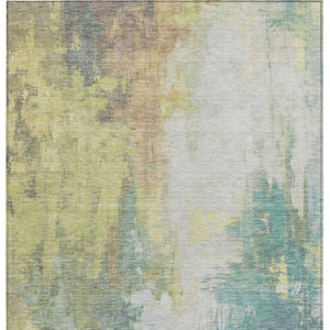 HomeRoots 5' Pale Aqua and Ivory Abstract Area Rug – Stylish, Washable Design for Indoor and Outdoor Spaces 5' X 8' 627912