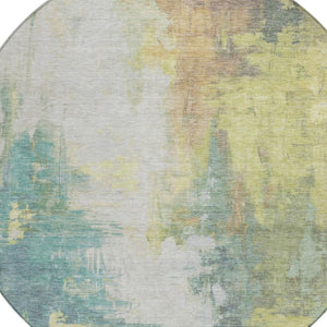 HomeRoots 5' Pale Aqua and Ivory Abstract Area Rug – Stylish, Washable Design for Indoor and Outdoor Spaces 8' Round 627913